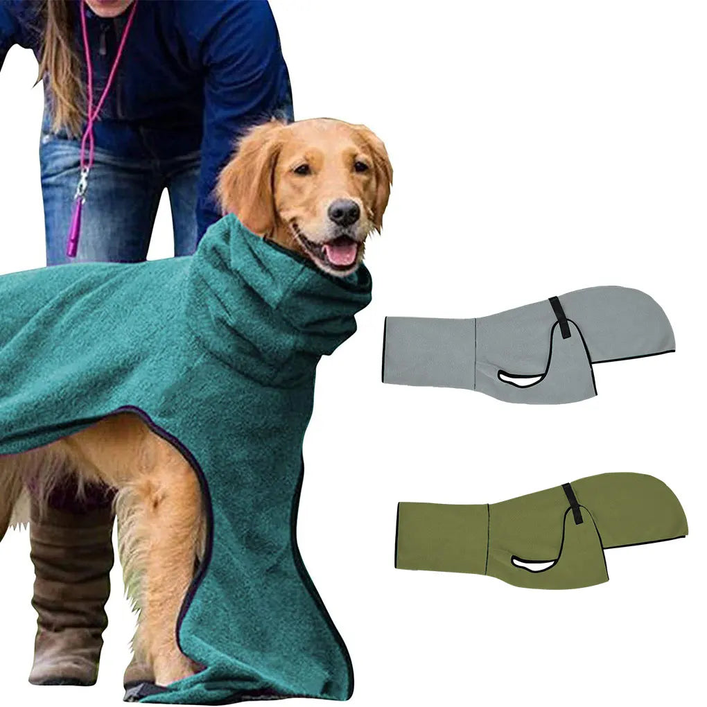 Soft Dog Bath Towel Super Absorbent For Easy Drying Dog Drying Coat Dog Dry Coat Dog Robe Bathrobe ArmyGreen+XL
