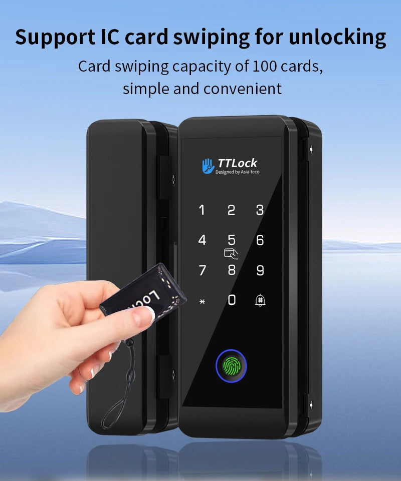 JDS6 TTLOCK APP Sliding Glass/Wood Fingerprint Lock Bluetooth Biometric Electronic Office Password 13.56Mhz RFID Keyless Unlock