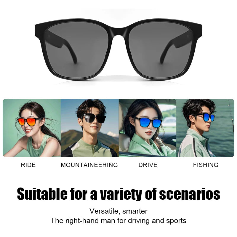 GS08 Smart Glasses with AI Assistant, Music/Calls, Noise Reduction, Anti-Blue Light, UV400, BT TWS for Men & Women