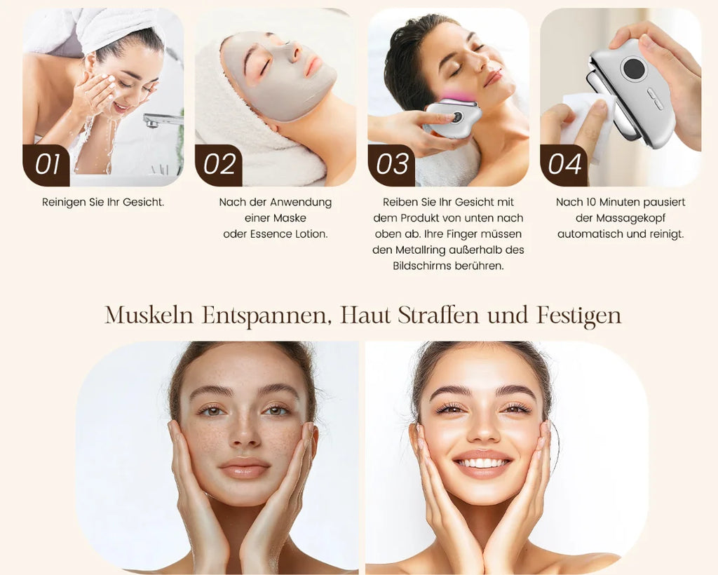 EMS Gua Sha Face Massager - Electric Tool Face Massager with Vibration Heat Microcurrent Massager Face Facelift Anti Ageing