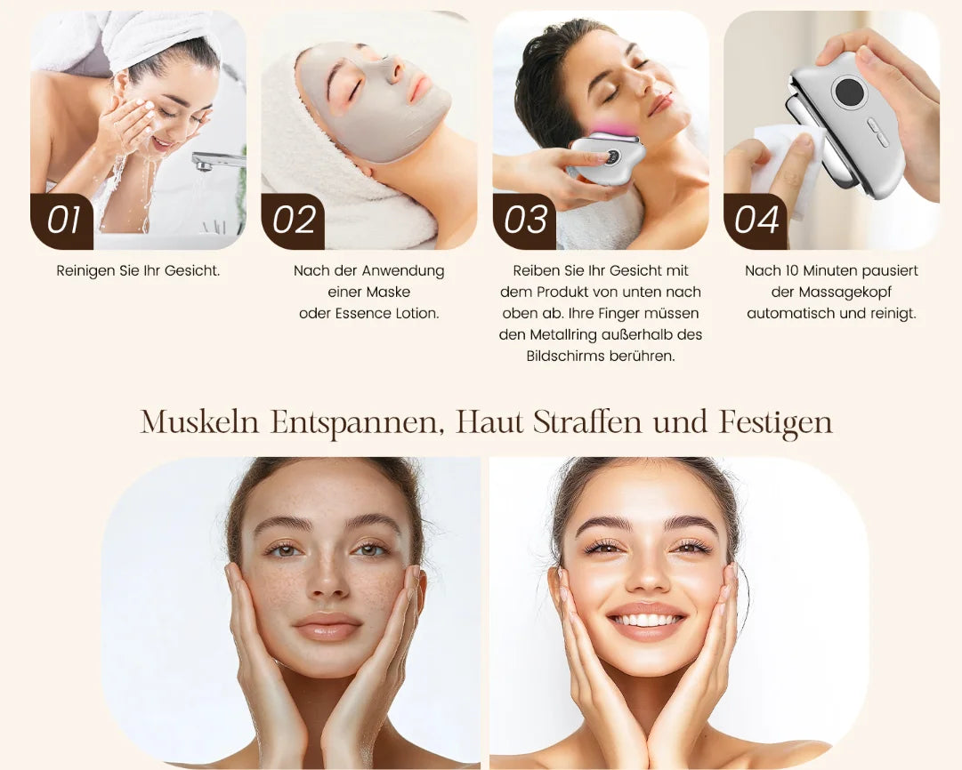 EMS Gua Sha Face Massager - Electric Tool Face Massager with Vibration Heat Microcurrent Massager Face Facelift Anti Ageing