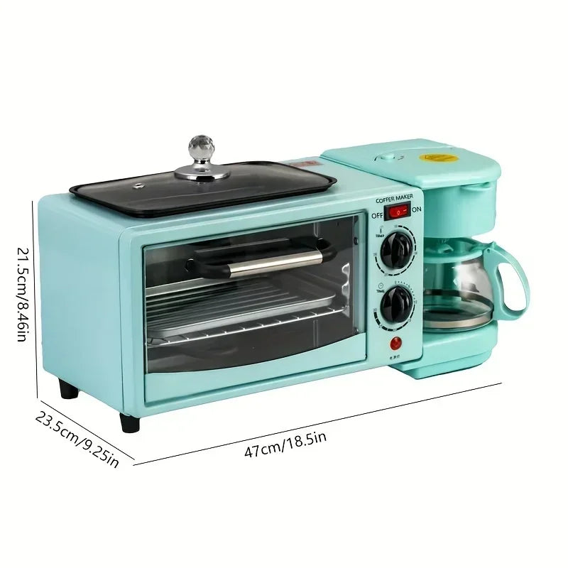 3-in-1 Breakfast Maker Home Mini Electric Oven Bread Maker,600ml Drip Coffee Machine,Non Stick Pan Fry Pan,Can Fry Grill Steak
