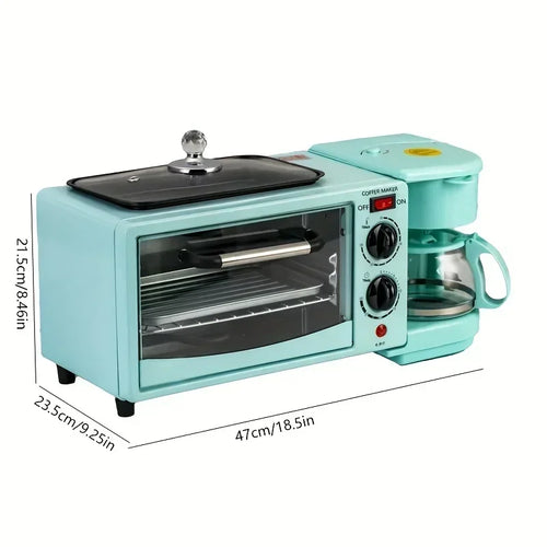 3-in-1 Breakfast Maker Home Mini Electric Oven Bread Maker,600ml Drip Coffee Machine,Non Stick Pan Fry Pan,Can Fry Grill Steak