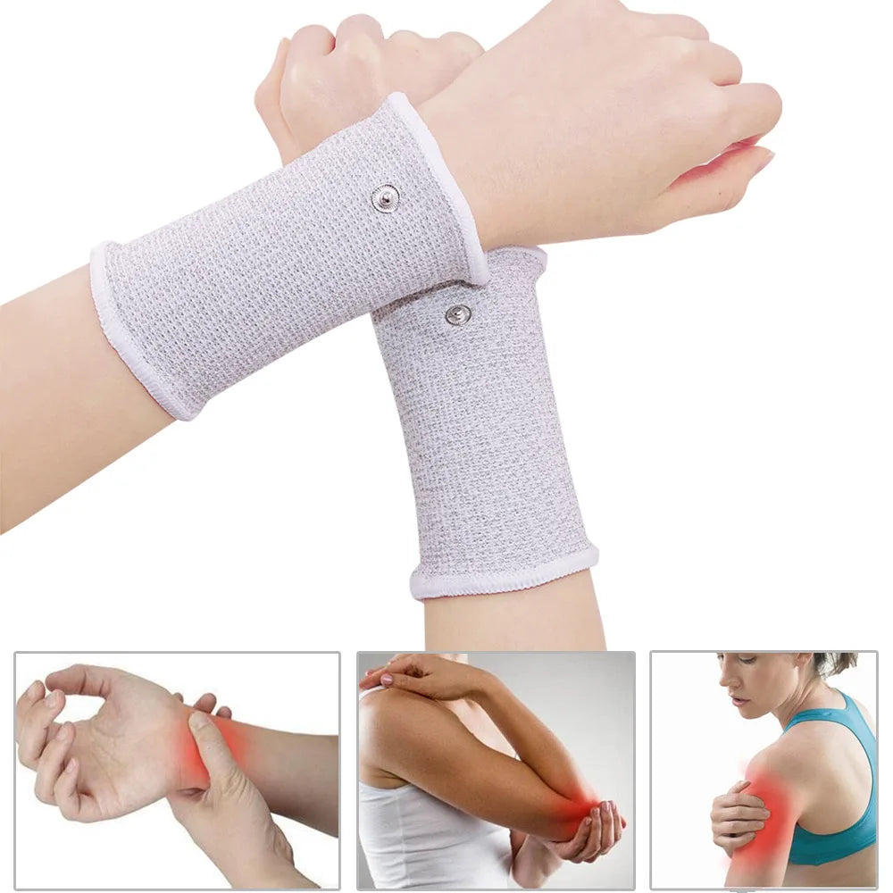 TENS EMS Electrode Electric Massager Accessories Glove Sock Bracer Slipper Cable Conductive Silver Fiber for Body Massage Pads