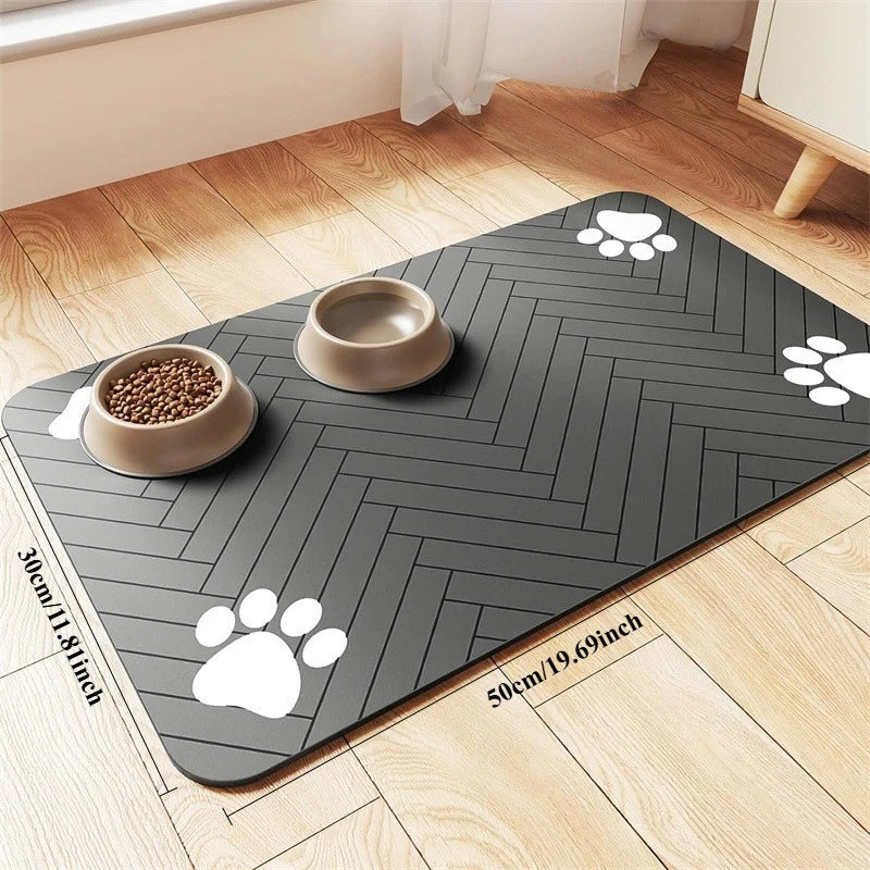1pc Winter Fast-Drying Diatomaceous Earth Pet Feeding Mat, Absorbent,Easy to Clean with Paw Print Design dog accessories