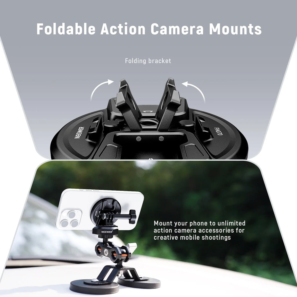 Neewer Magnetic Phone Tripod Mount with Action Camera Adapter For MagSafe iPhone 16 15 14 13 12 Quick Release Adapter Mount