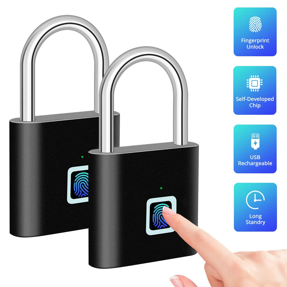KERUI Keyless USB Charging Fingerprint Smart Lock Waterproof Unlock Portable Lock Anti-theft Security Door Lock Padlock Electric