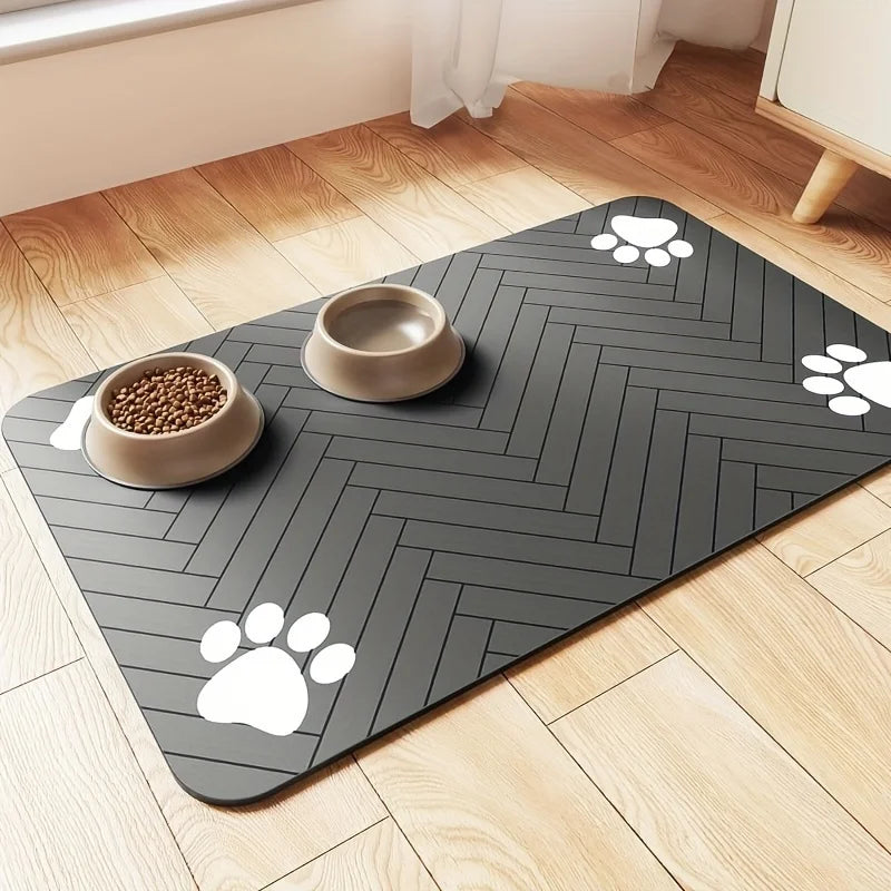 1pc Winter Fast-Drying Diatomaceous Earth Pet Feeding Mat, Absorbent,Easy to Clean with Paw Print Design dog accessories