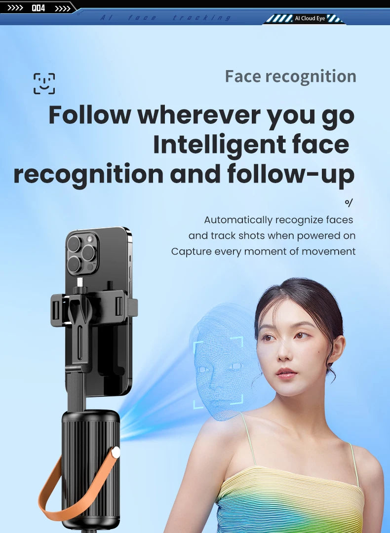 AI Intelligent Face Mobilephone Gimbal Fully Automatic Tracking Device With Remote Control Mobile LiveStreaming Stand Stabilizer