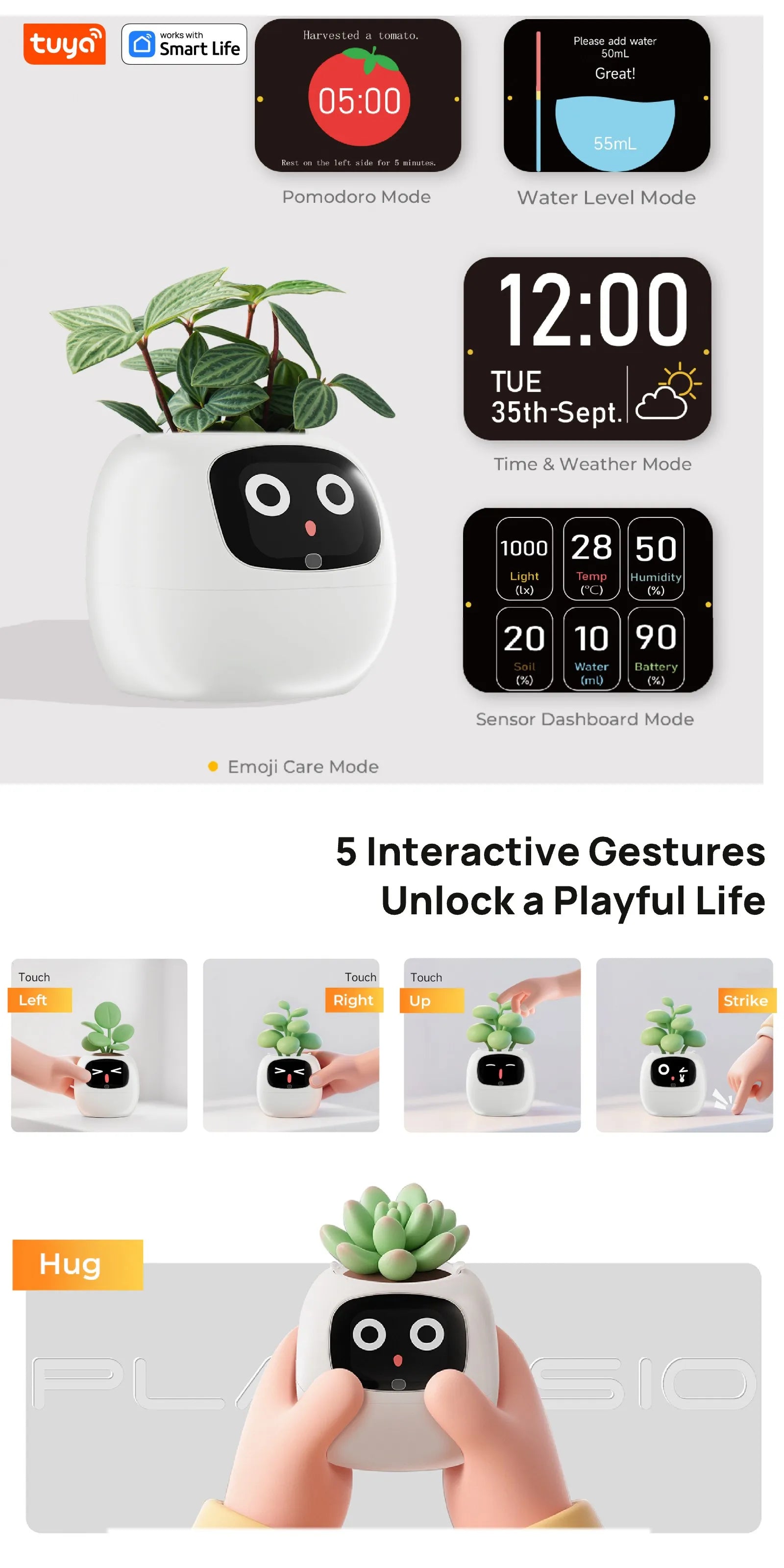 Pet Buddy lvy Plant care,made effortless, Al Plant Faces -See Feelings, Fix Needs  5 Interactive Gestures Unlocka Playful Life
