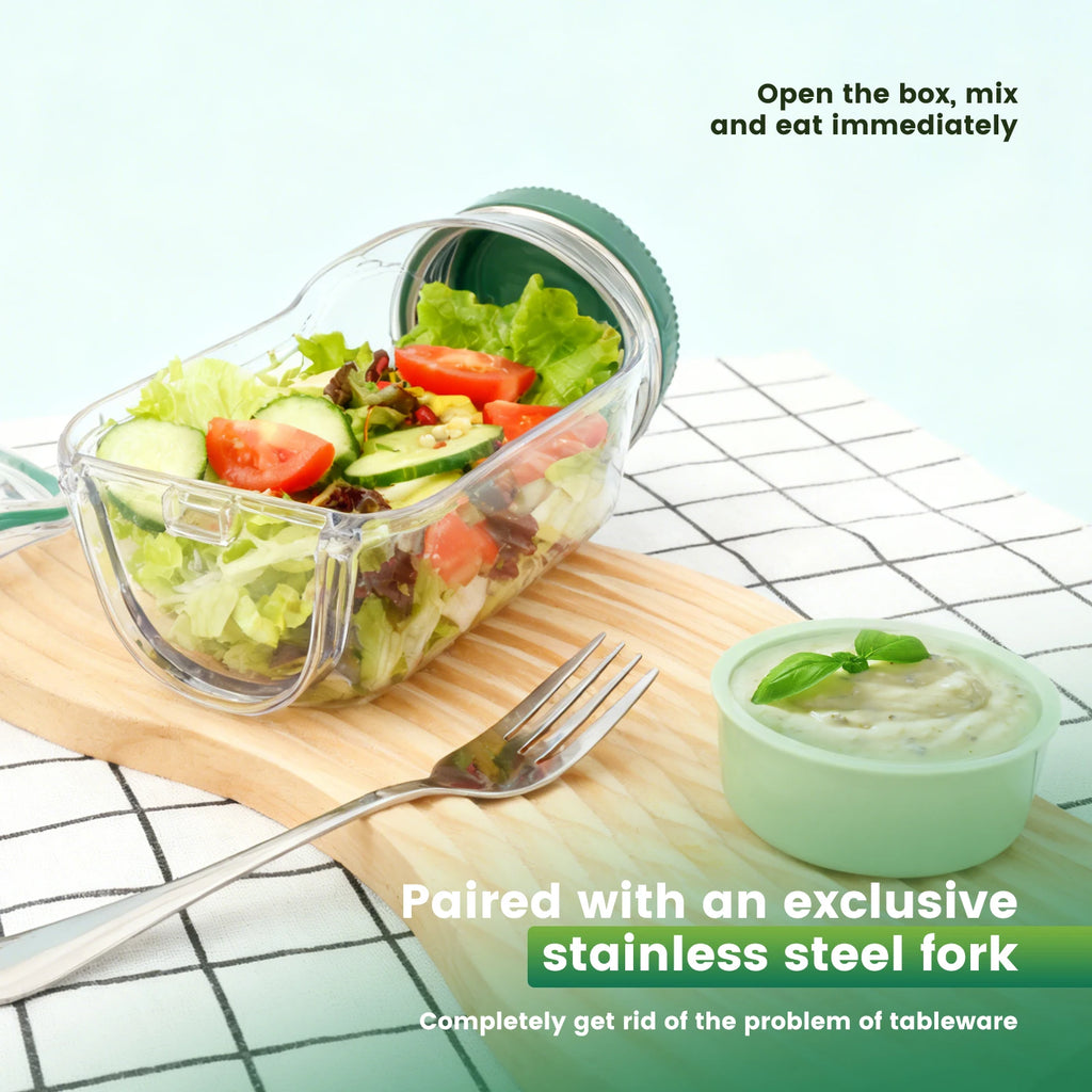 Salad Pod Fruit Vegetable Salad Storage Jar Side Open Portable Container,Home,Office,Travel,Outdoor Salad Container for Lunch