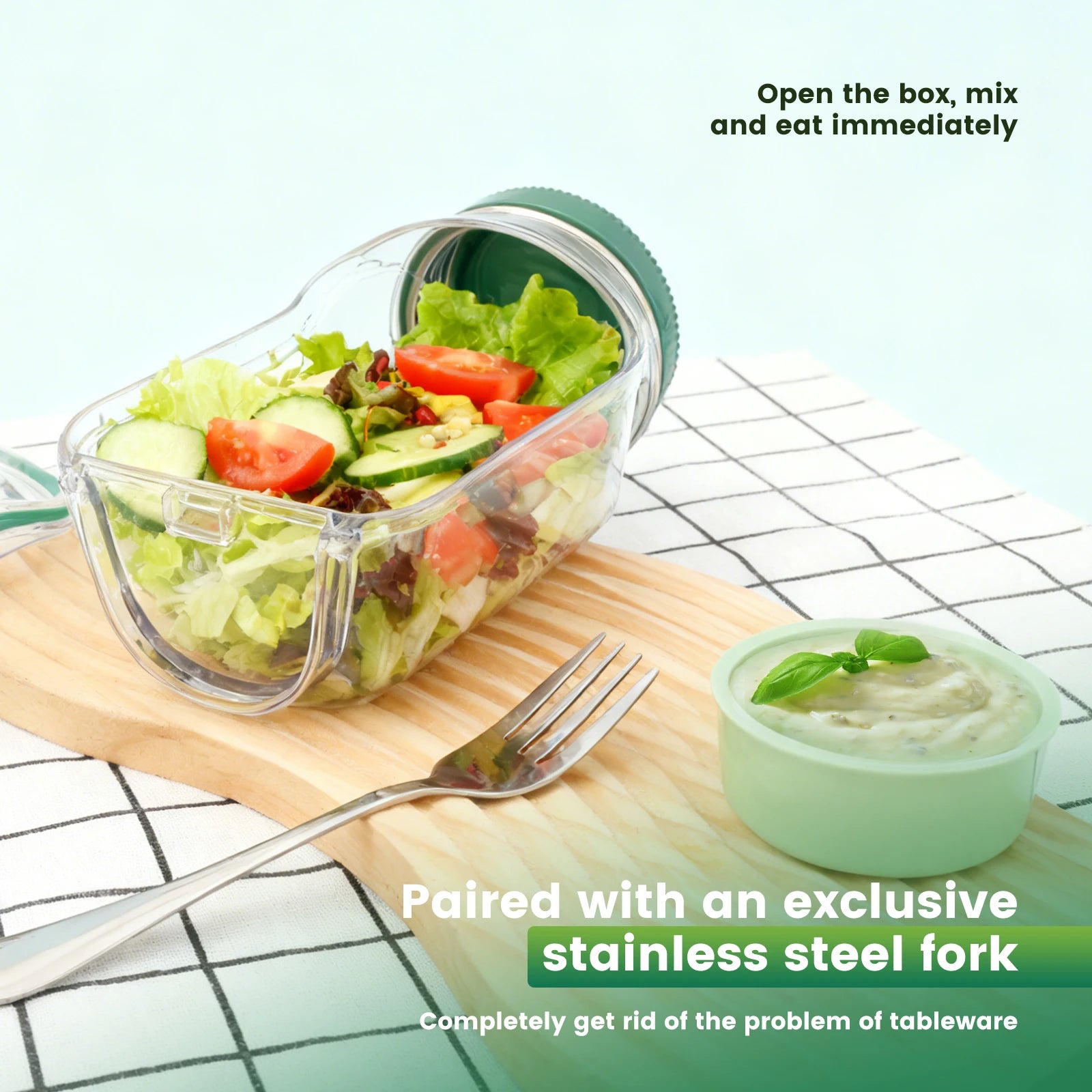 Salad Pod Fruit Vegetable Salad Storage Jar Side Open Portable Container,Home,Office,Travel,Outdoor Salad Container for Lunch