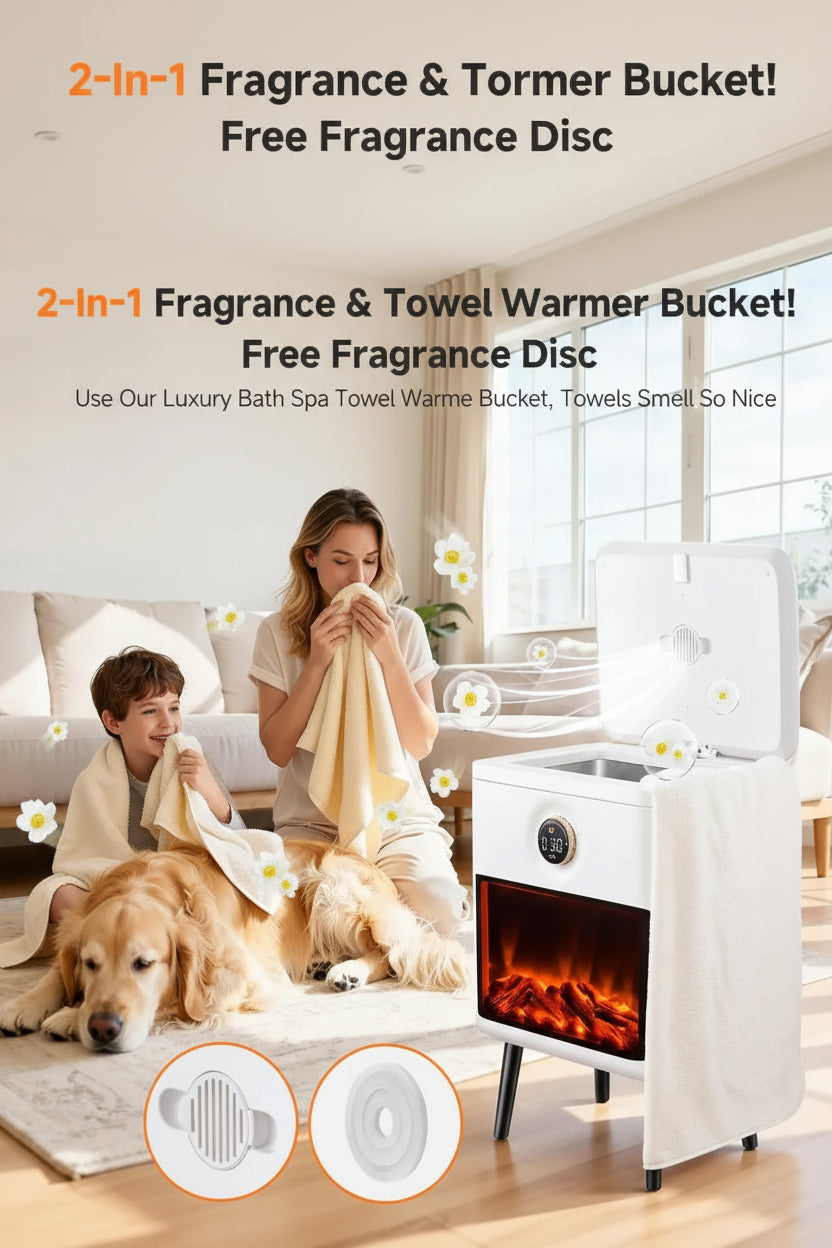 US Shipping 3D Flame Screen Towel Warmer 22L Large Luxury Bathroom Heated Towel Warmer Bucket for Towels Bathrobes Blankets