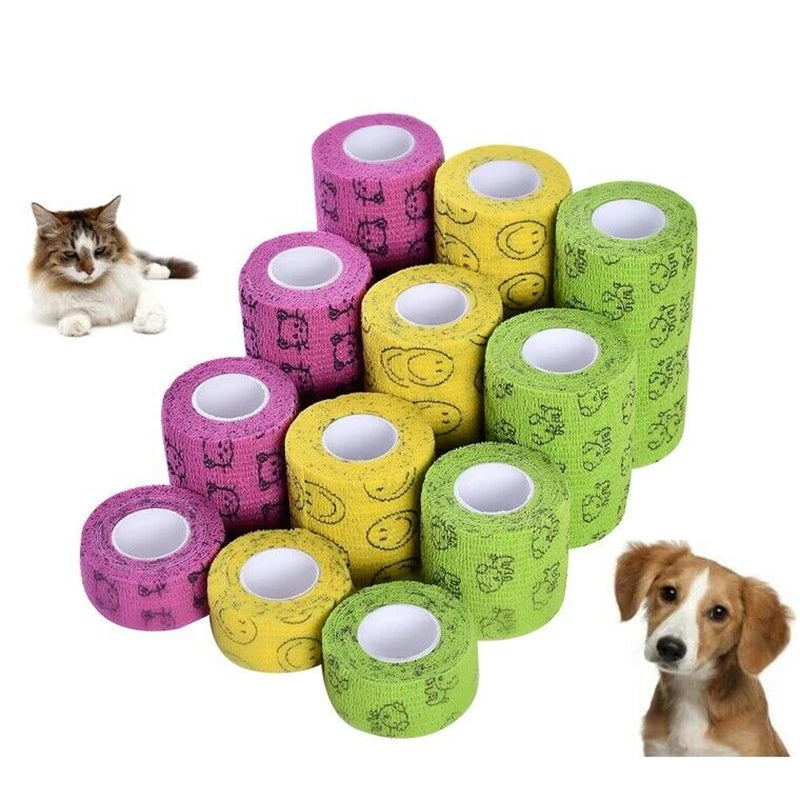 Medical Self Adhesive Elastic Bandage for Dogs and Cats, Pet Sports Wrap Tape, Finger Joint Knee, First Aid Kit, 5cm x 4.8m
