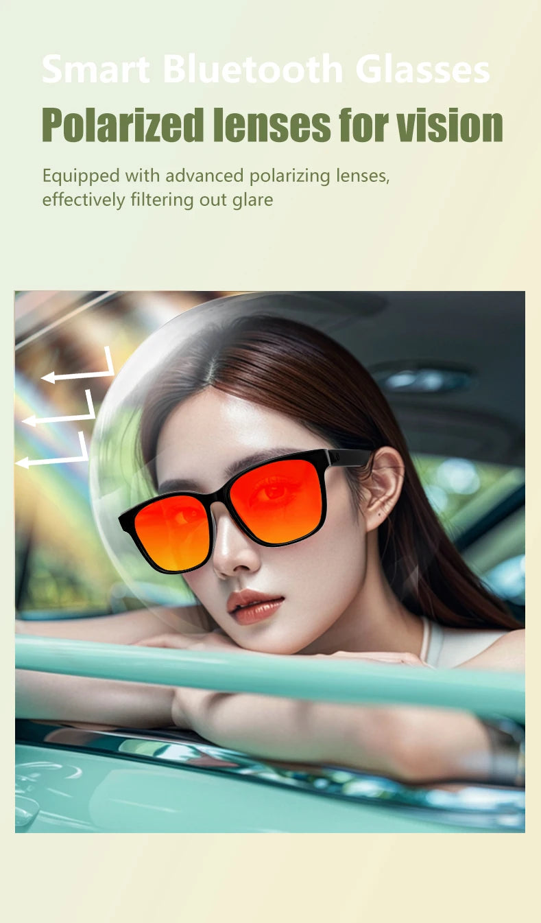 GS08 Smart Glasses with AI Assistant, Music/Calls, Noise Reduction, Anti-Blue Light, UV400, BT TWS for Men & Women