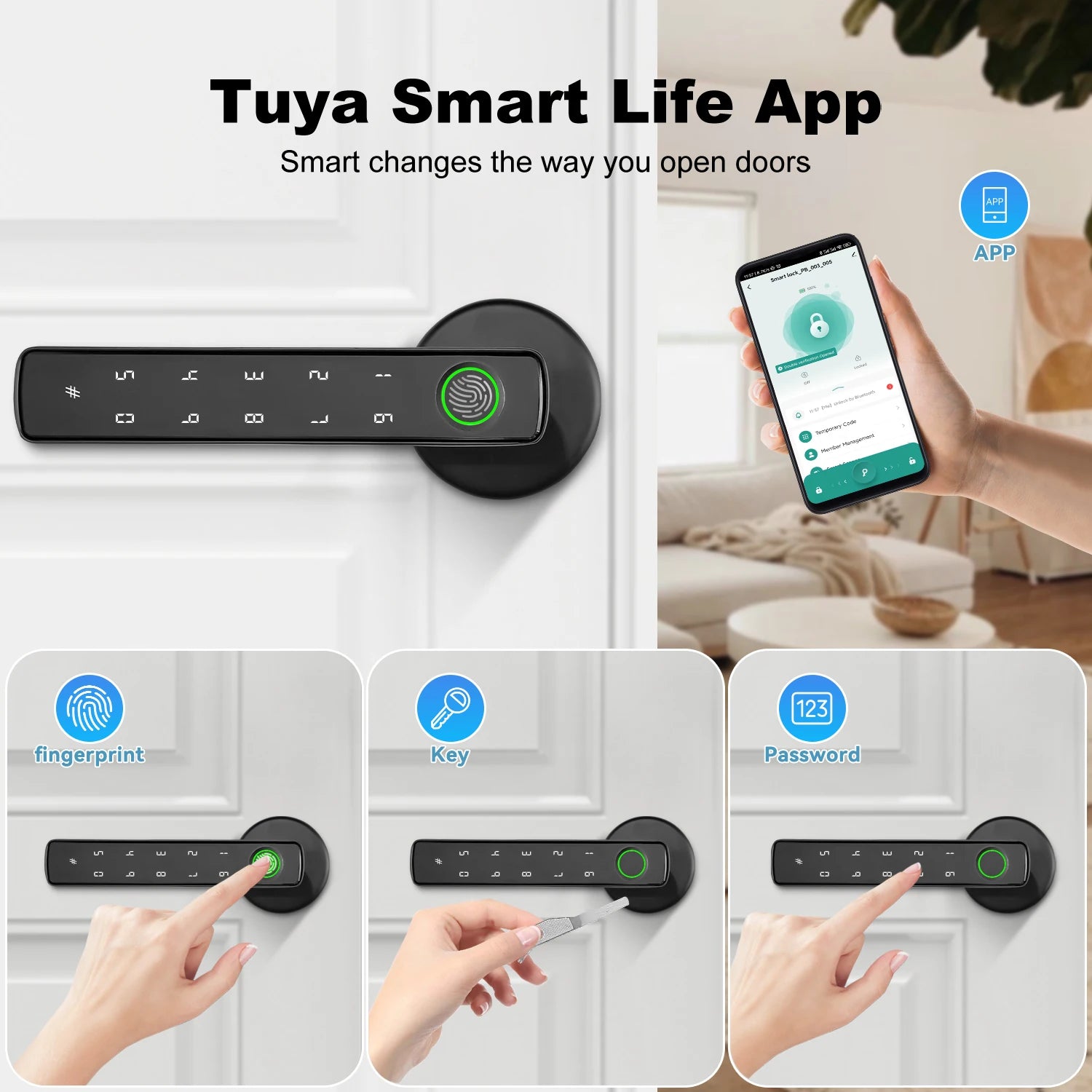 Smart Lock For Main Door Tuya Smart Home Fingerprint Electronic Door Lock APP Remote Unlocking Residential Automation With Alexa