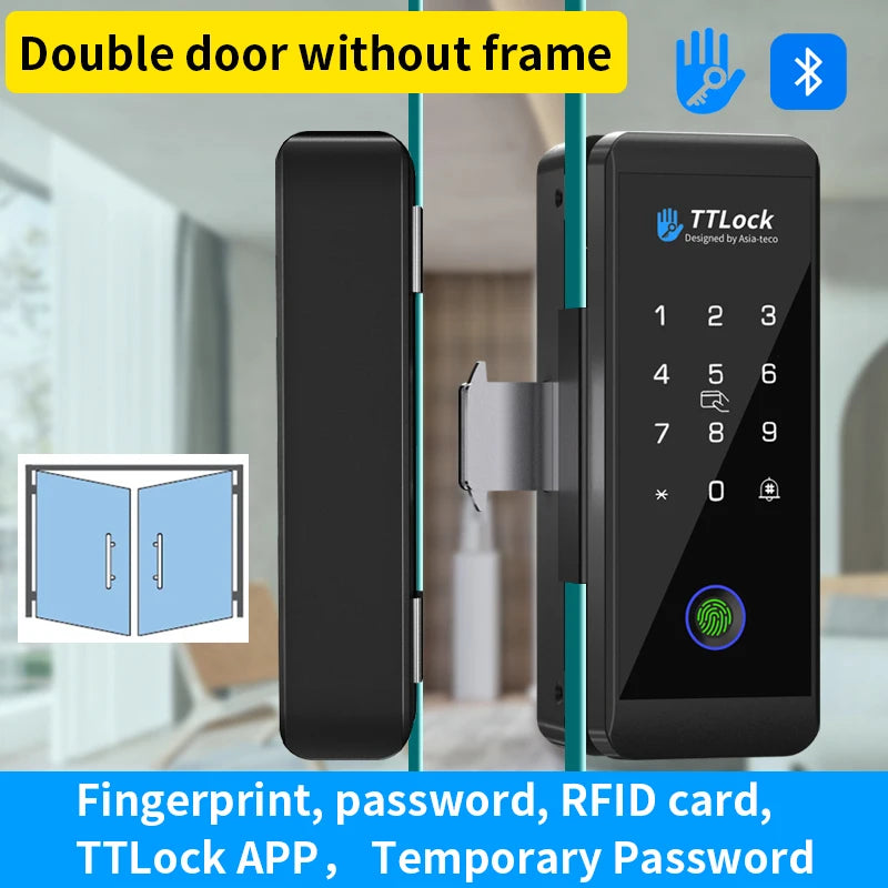 JDS6 TTLOCK APP Sliding Glass/Wood Fingerprint Lock Bluetooth Biometric Electronic Office Password 13.56Mhz RFID Keyless Unlock