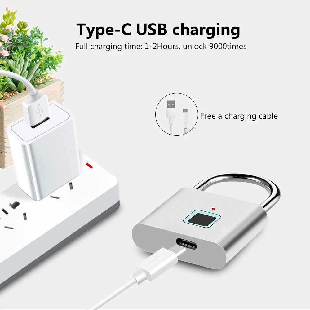 KERUI Keyless USB Charging Fingerprint Smart Lock Waterproof Unlock Portable Lock Anti-theft Security Door Lock Padlock Electric