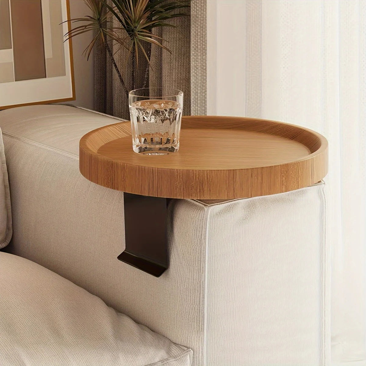 1pc Modern Expandable Sofa Arm Table - Contemporary Wooden Side Table, Easy To Clean