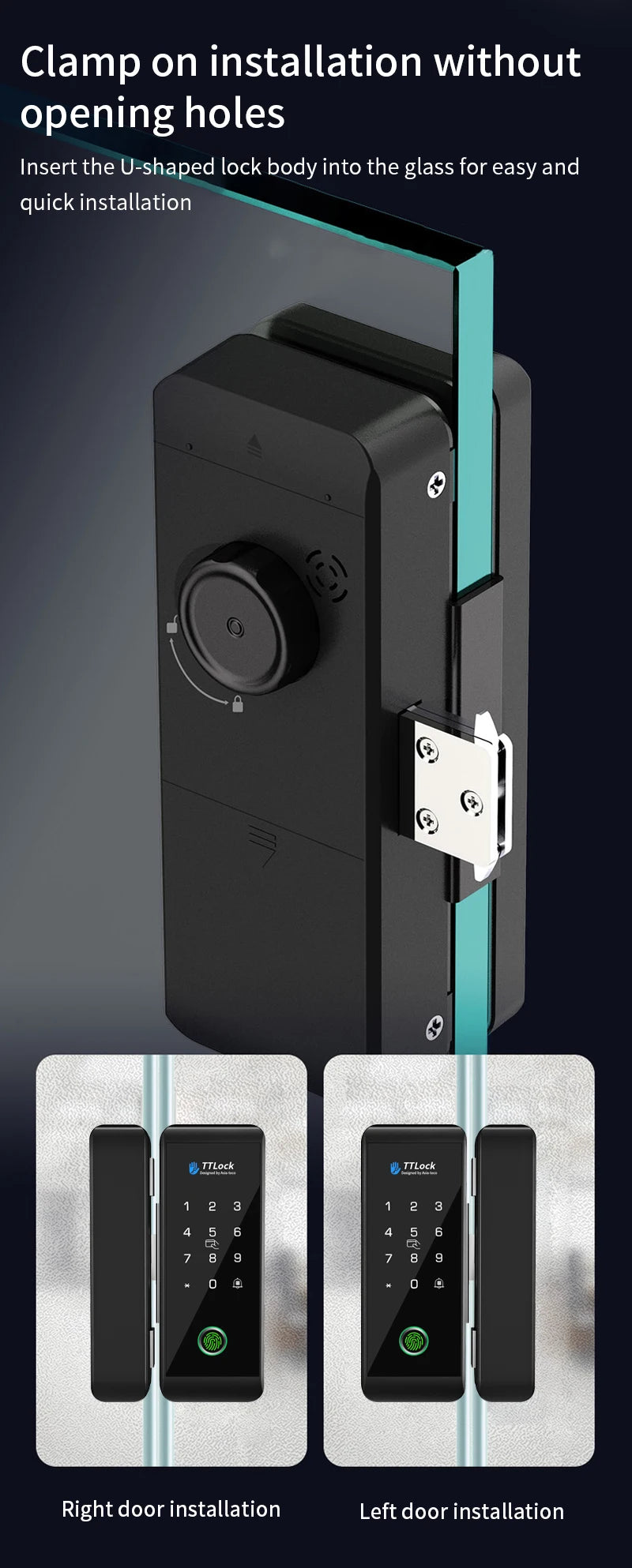 JDS6 TTLOCK APP Sliding Glass/Wood Fingerprint Lock Bluetooth Biometric Electronic Office Password 13.56Mhz RFID Keyless Unlock