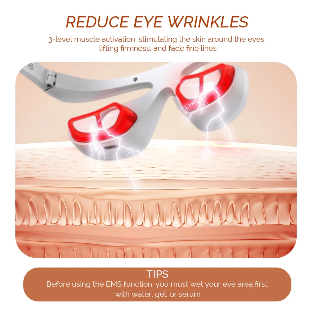 Eye Massager 3 Gear Red light Remove Eye Bags Dark Circles Puffiness Hot Compress Eye Relieve Eye Fatigue Wireless Use