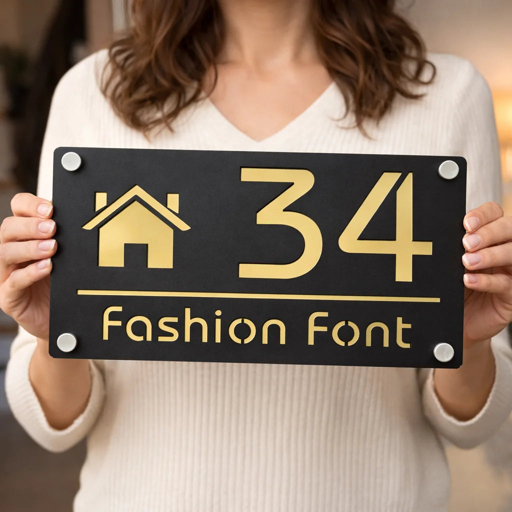 Modern Family Personalized custom House number Sign Outdoor Wall Decor laser-cut acrylic address plaques Name Home gift Plate
