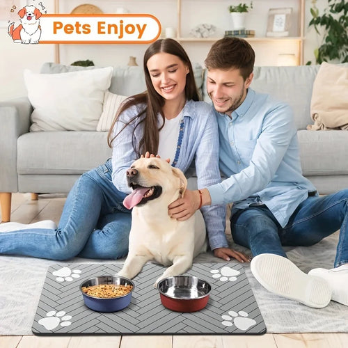 1pc Winter Fast-Drying Diatomaceous Earth Pet Feeding Mat, Absorbent,Easy to Clean with Paw Print Design dog accessories