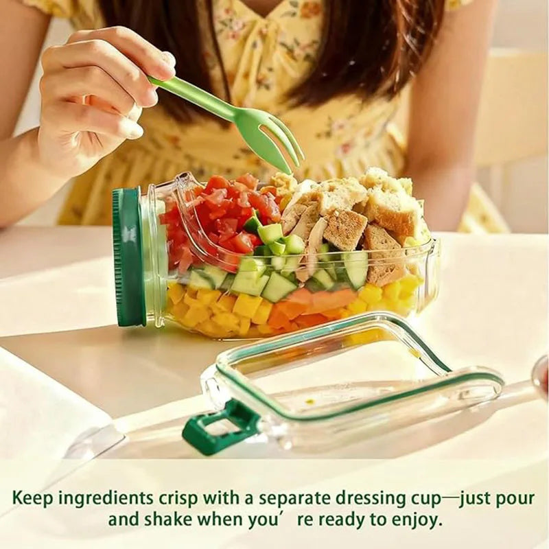 Salad Pod Fruit Vegetable Salad Storage Jar Side Open Portable Container,Home,Office,Travel,Outdoor Salad Container for Lunch