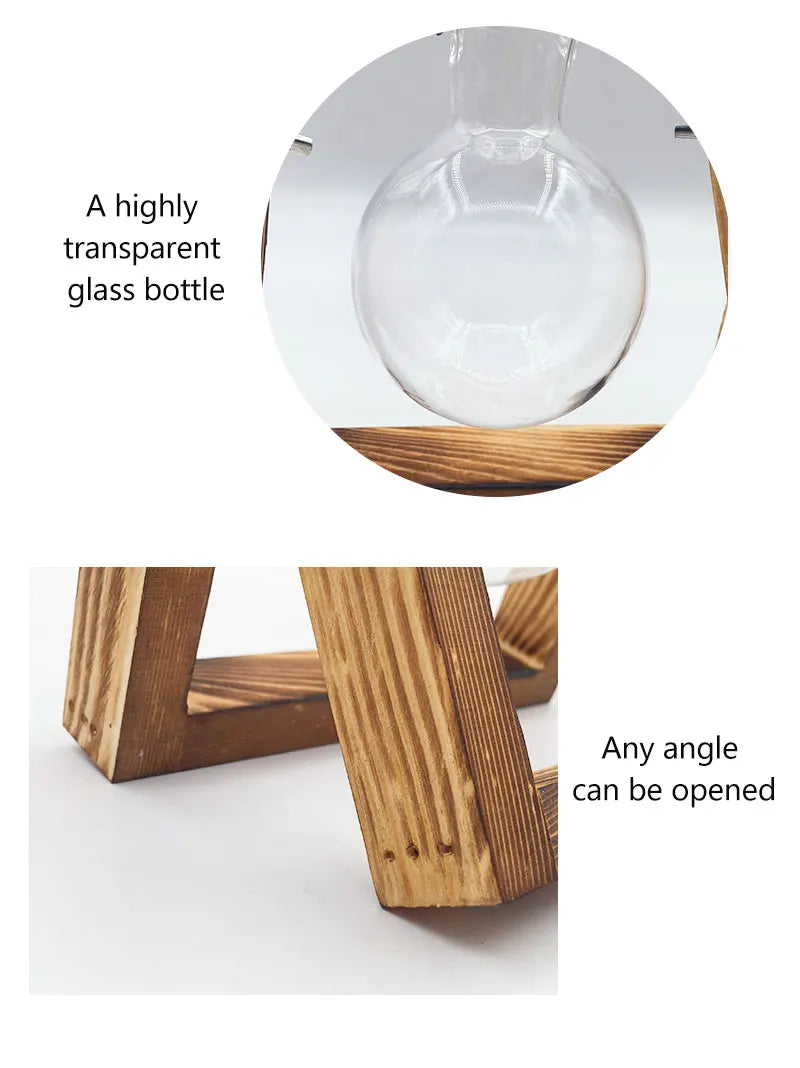 Terrarium Creative Hydroponic Plant Transparent Vase Wooden Frame vase decoratio Glass Tabletop Plant Bonsai Decor flower vase