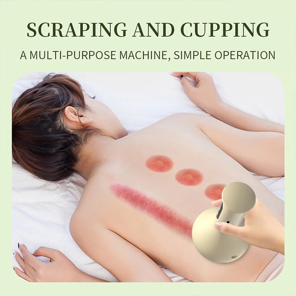 USB Rechargeable Abdominal Massager for Hot Compress and Adjustable Guasha Cupping Intensity Arm and Leg Massage Handheld