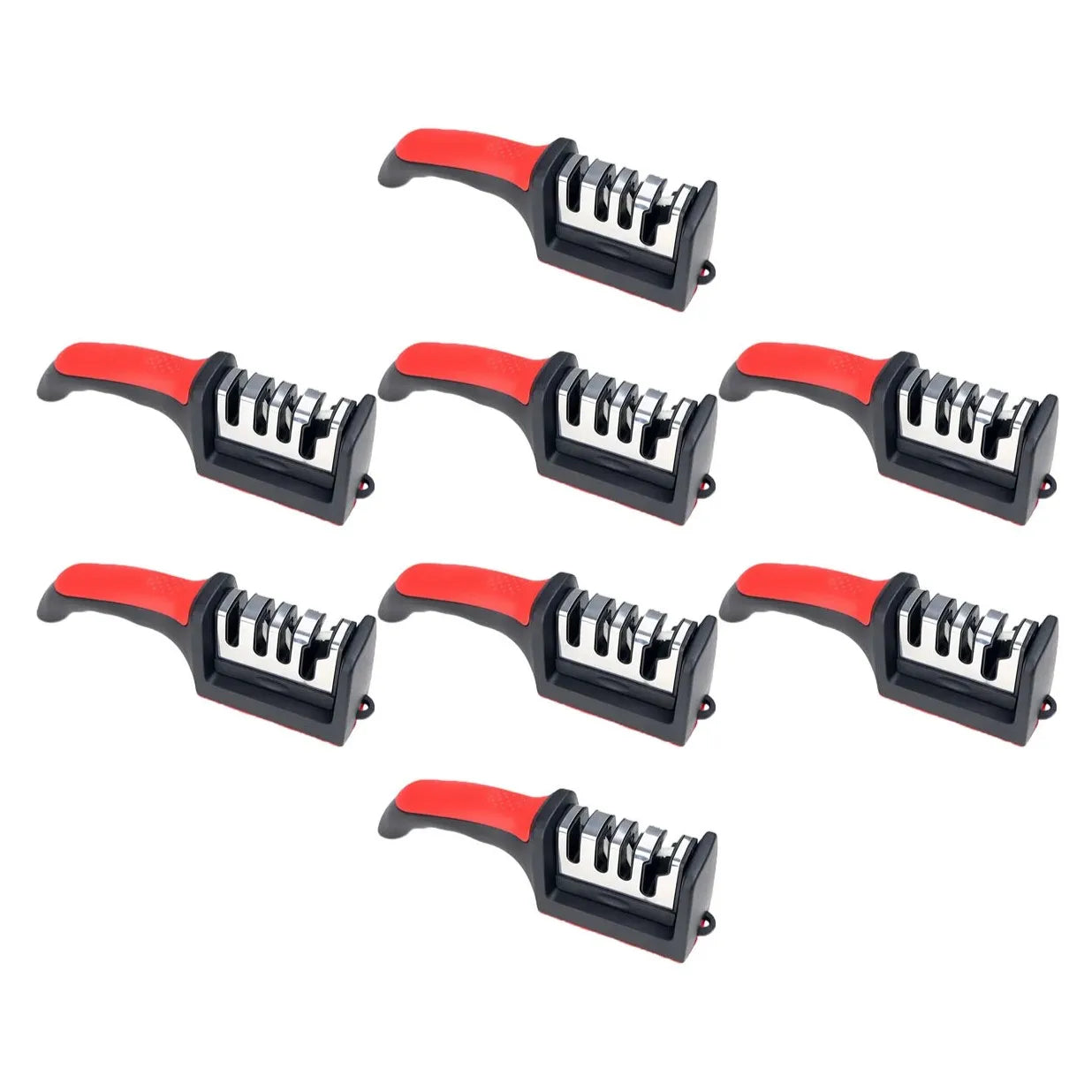 4 in1 Knife Sharpener, 4 Stage Manual Sharpener for Sharpening Kitchen Knives - Ceramic Stone, Tungsten Carbide Plates, Diamond