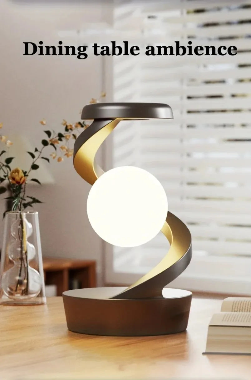 Wireless Charging Rotating Suspension Night Light Hand-waving Control RGB Atmosphere Table Lamp For Bedroom Office Decor