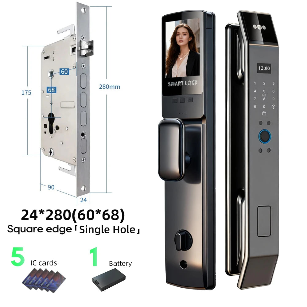 3D Face Recognition Fingerprint Password Smart Door Lock with  Remote Unlocking Wishome APP  Smart Lock Electronic door lock
