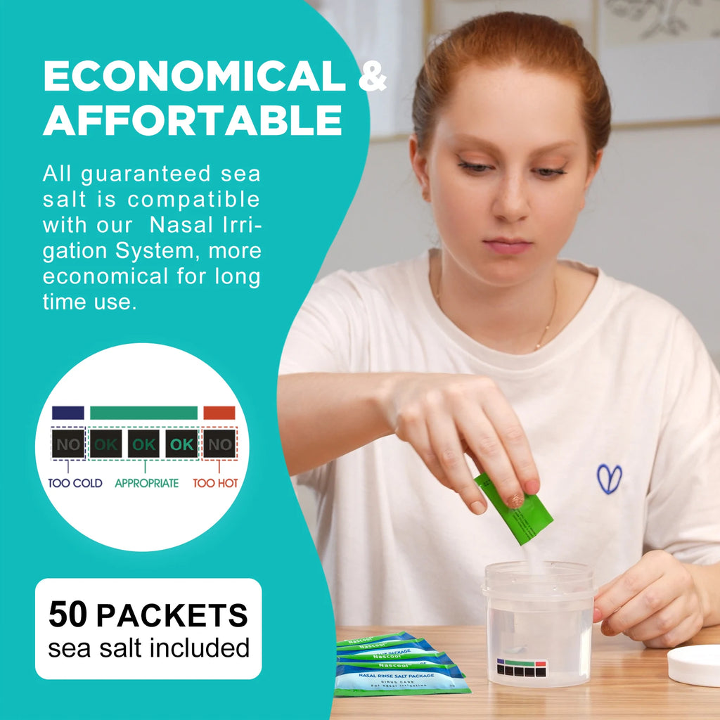 Nascool Electric Nasal Irrigation System with 50 SaltPods Suction Irrigator Nose Washer Sinus Rinse Cleaner Congestion Relief