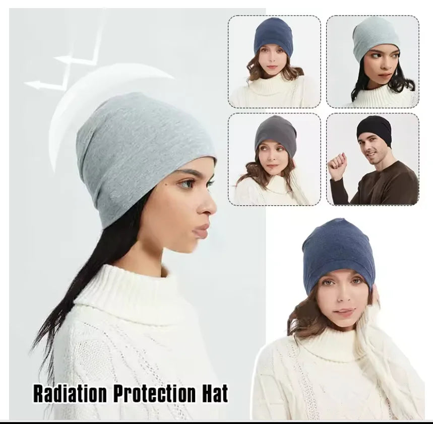 EMF Protection Hat, Anti Radiation, EMF RF Radiation Shielding Silver Fabric. High Shielding Efficiency 99.99%.