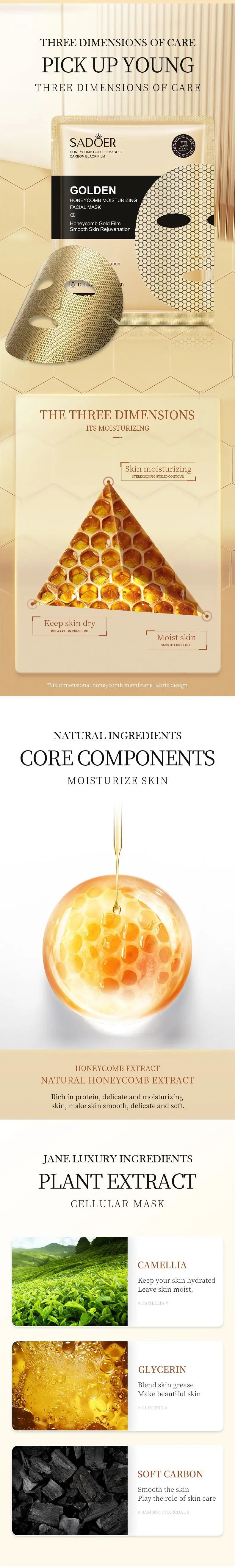 24K Gold Moisturizing Facial Masks skincare Firming Nourishing Smooth Skin Rejuvenation Face Mask Sheets Mask