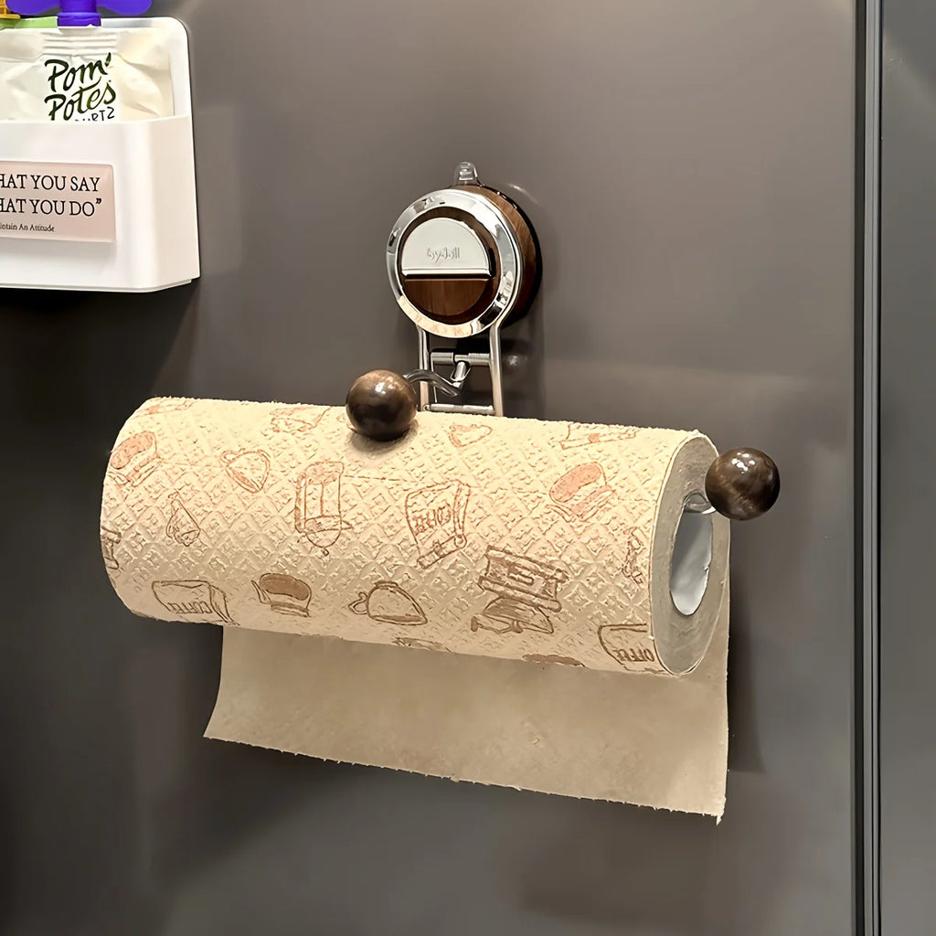 [1pc Stainless Steel Paper Towel Holder] 1pc Non-Drilling Stainless Steel Suction Cup Kitchen Paper Towel Holder