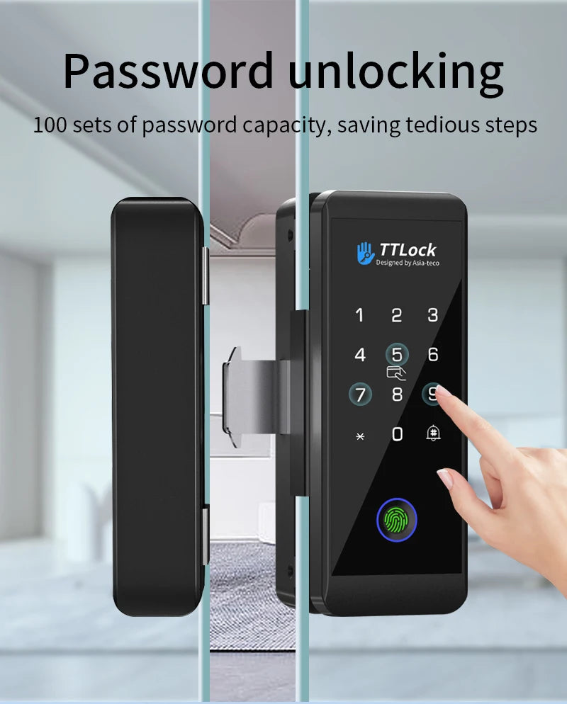 JDS6 TTLOCK APP Sliding Glass/Wood Fingerprint Lock Bluetooth Biometric Electronic Office Password 13.56Mhz RFID Keyless Unlock