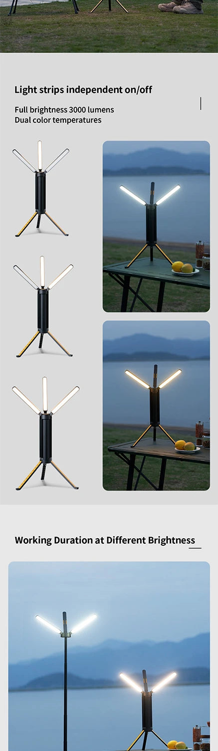Telescopic Camping Light 15600mAh Rechargeable Lantern, Waterproof Collapsible Outdoor LED Flashlight for Hiking Tent