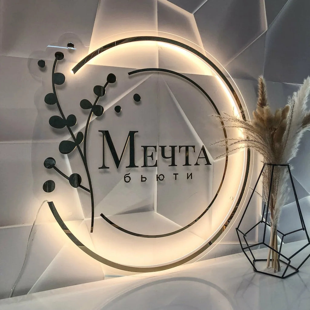 Custom 3D Laser Cut Acrylic Business Logo Sign Office/Beauty Salon Nail Hair Studio Signage Backlit RGB LED Neon Wall Sign