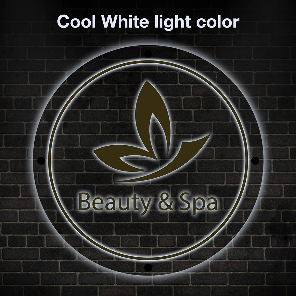 Custom 3D Laser Cut Acrylic Business Logo Sign Office/Beauty Salon Nail Hair Studio Signage Backlit RGB LED Neon Wall Sign