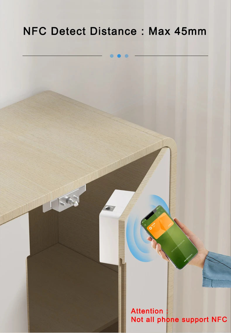 13.56MHz IC RFID Card NFC Sensing Electric Cabinet Drawer Lock Invisible Hidden Installation