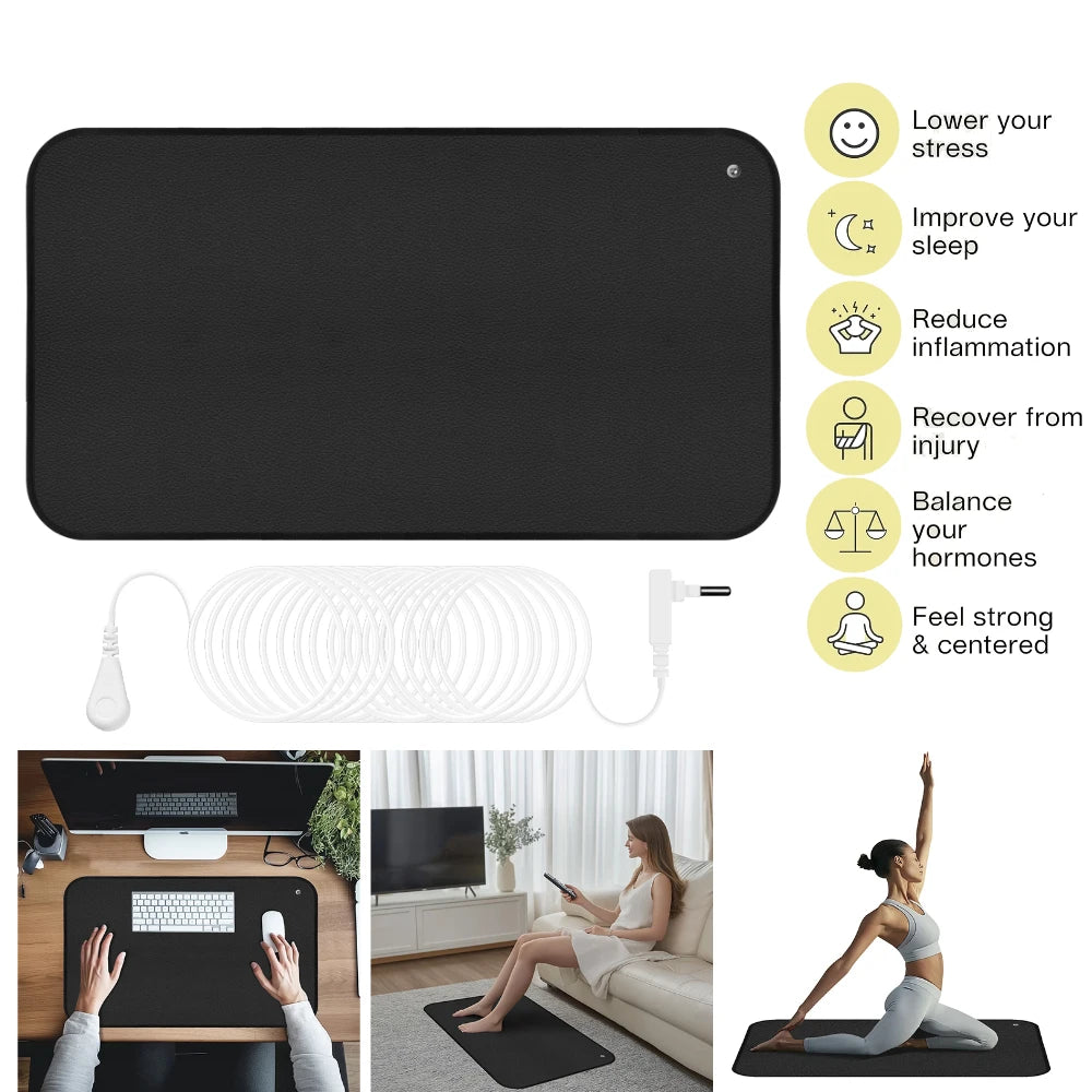Grounding Mat for Feet Earth Connected Wellness for Pain Relief Muscle Tension Relaxation Travel 25-120CM Grounding Pad