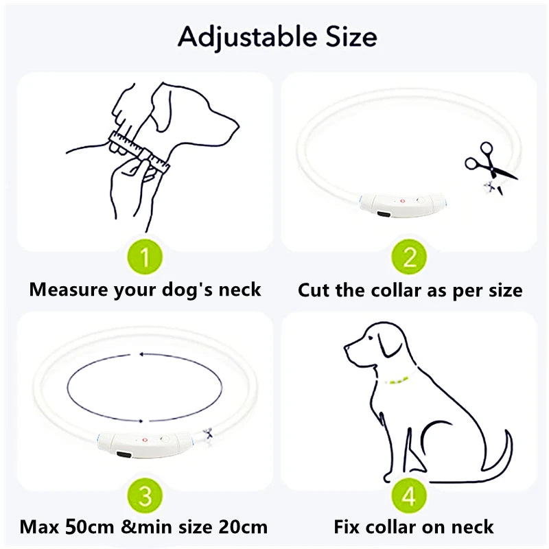 USB Rechargeable LED Glowing Collar for Pets