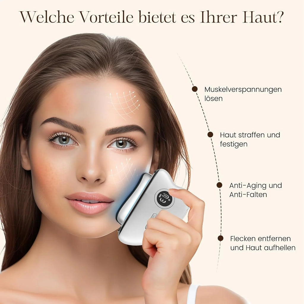 EMS Gua Sha Face Massager - Electric Tool Face Massager with Vibration Heat Microcurrent Massager Face Facelift Anti Ageing