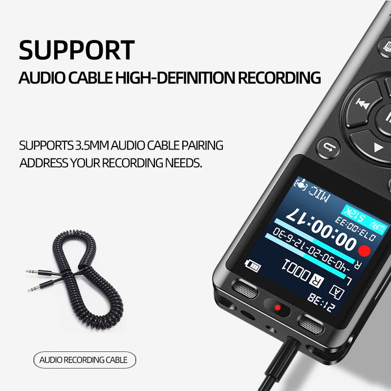 Large screen C-type rechargeable dicta long time recording voice audio recorder Activated with Noise Reduction External TF card