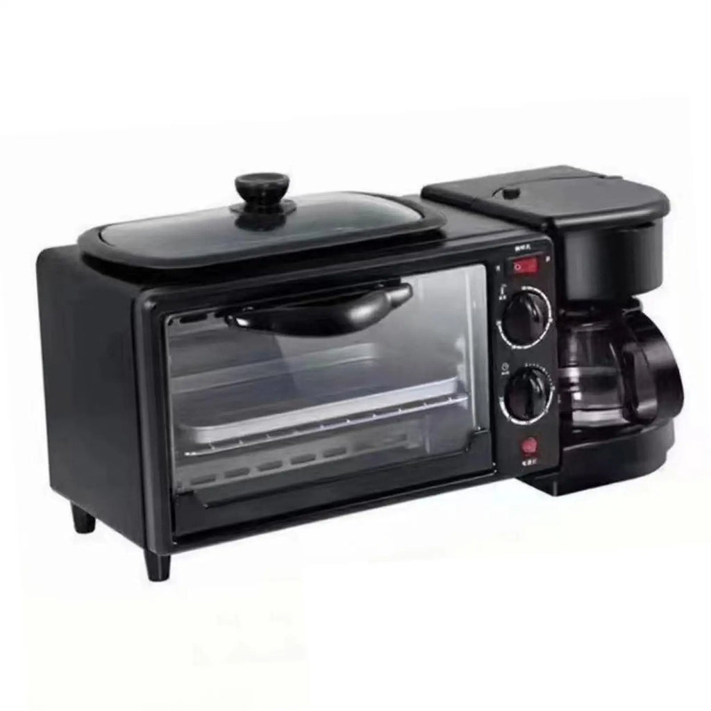 3 in 1 Breakfast Maker Multifunctional Toasters Oven with Timer with Glass Lid Oven Breakfast Maker for Bread Sandwich Egg