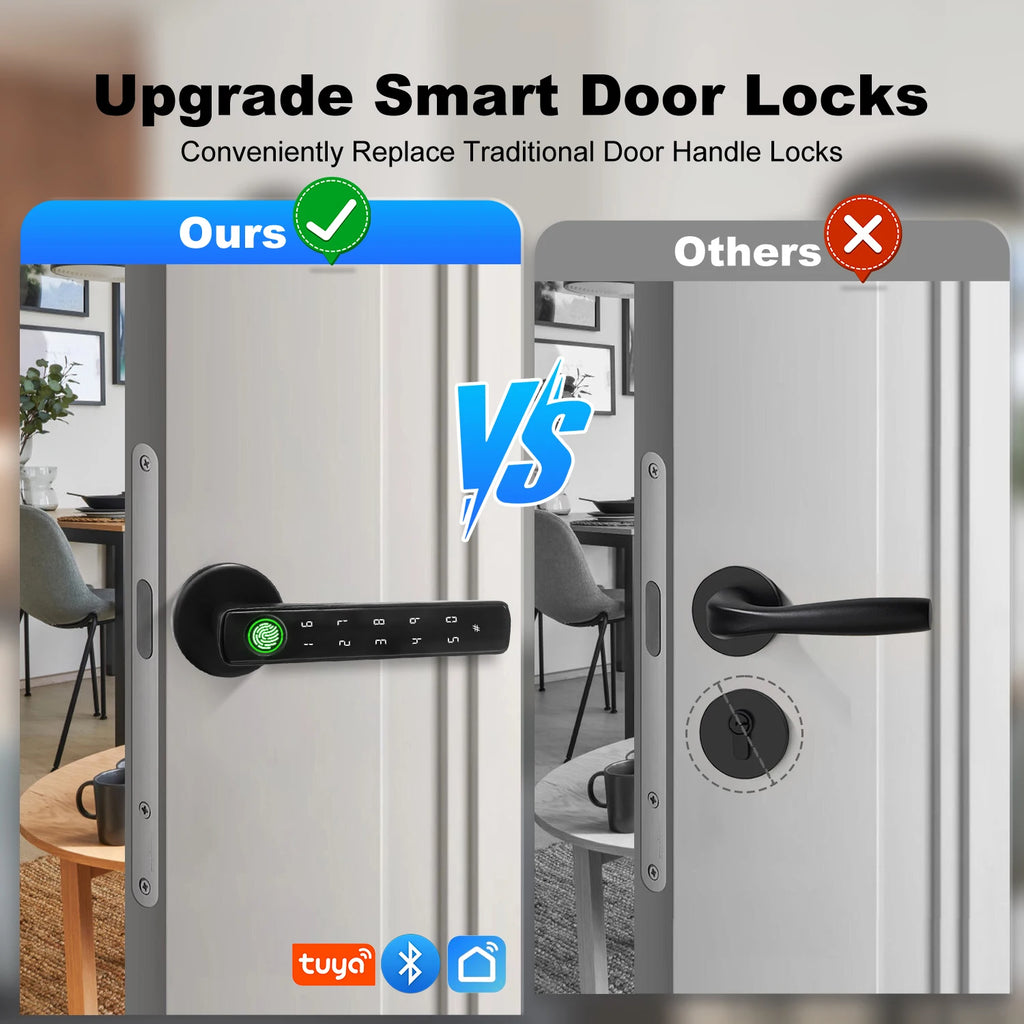 Smart Lock For Main Door Tuya Smart Home Fingerprint Electronic Door Lock APP Remote Unlocking Residential Automation With Alexa