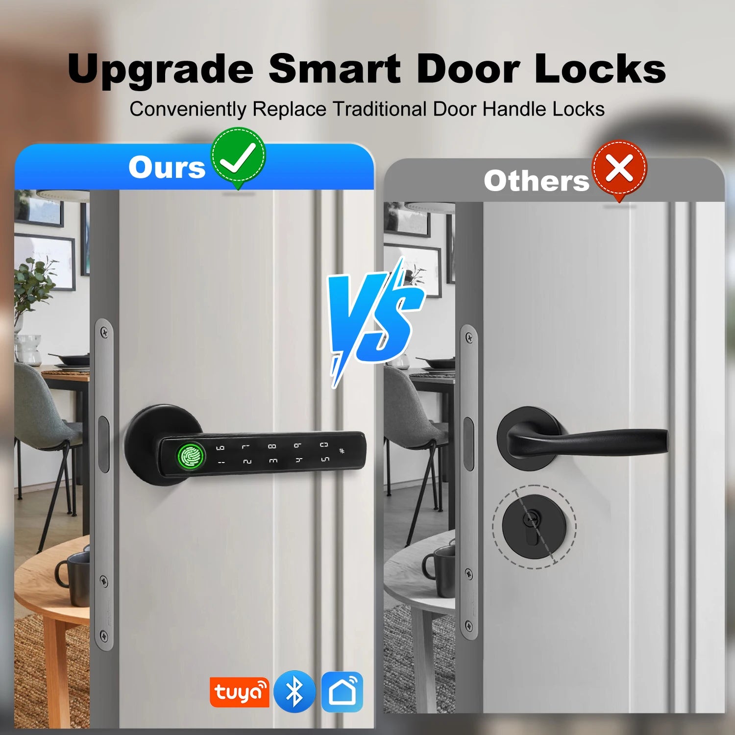 Smart Lock For Main Door Tuya Smart Home Fingerprint Electronic Door Lock APP Remote Unlocking Residential Automation With Alexa
