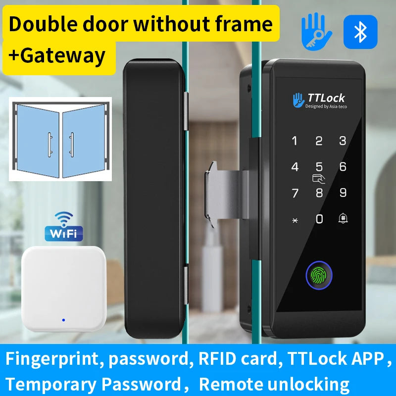 JDS6 TTLOCK APP Sliding Glass/Wood Fingerprint Lock Bluetooth Biometric Electronic Office Password 13.56Mhz RFID Keyless Unlock